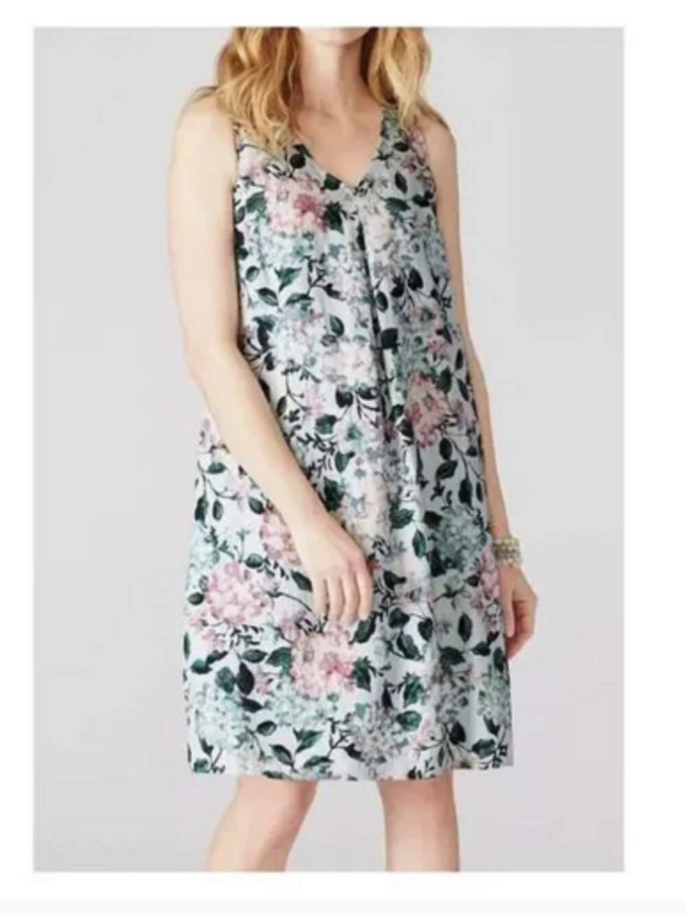 J. JILL Love Linen blue floral shift dress, XS.